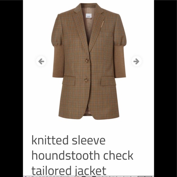 Burberry Jackets & Blazers - Burberry knitted sleeve houndstooth tailored wool jacket